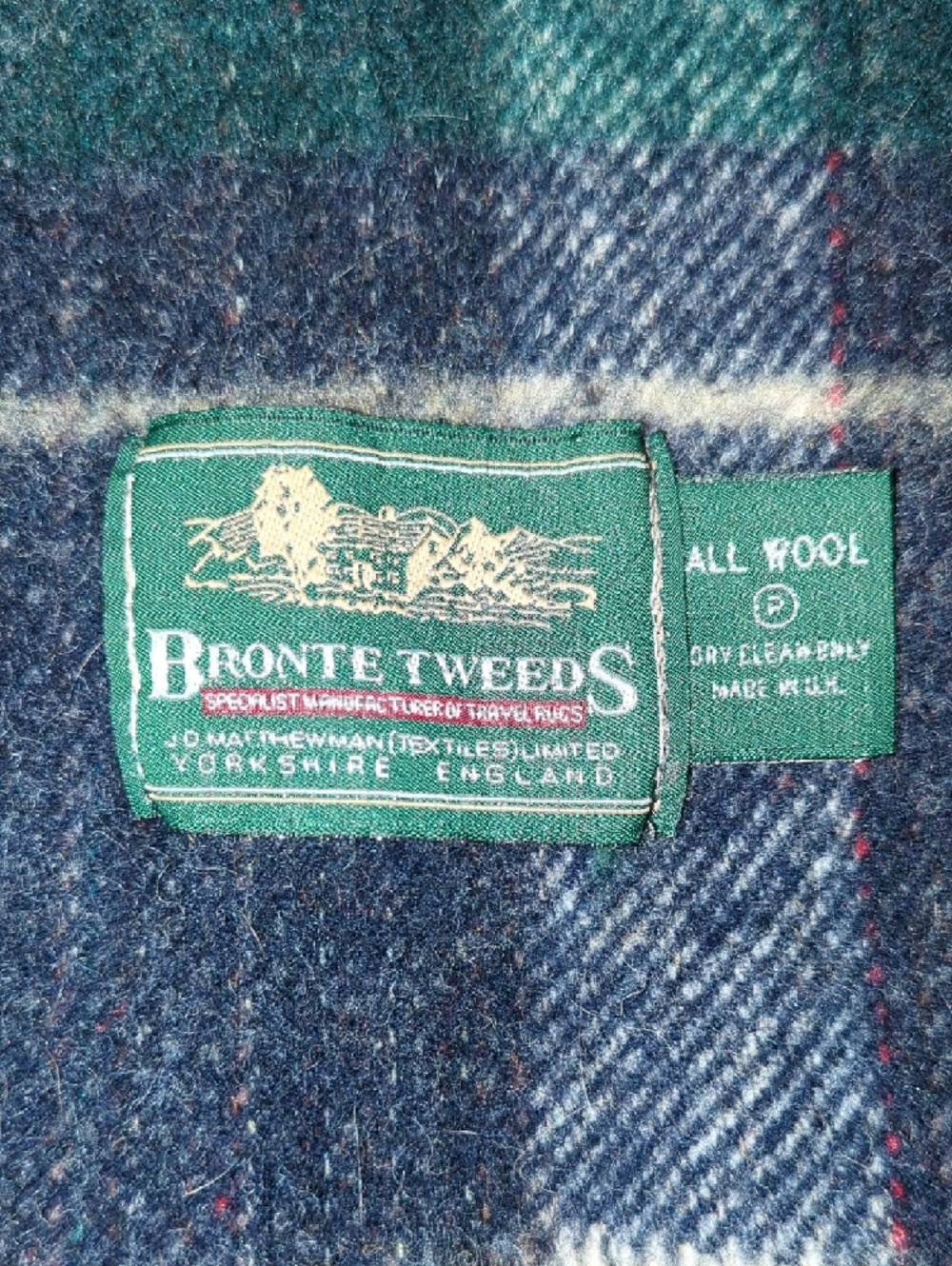 Bronte Tweeds Plaid Wool Lap Blanket - Blue & Cream